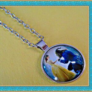 Silver Tone Beauty & The Beast Theme Necklace For Little Girls